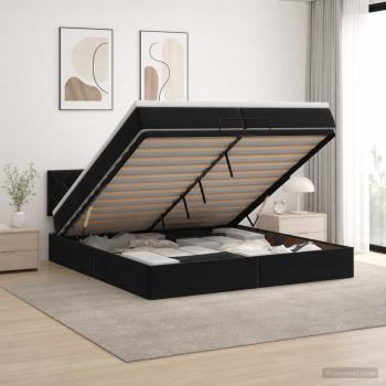 ARDEBO.de - Ottoman Bett mit Matratze Schwarz 200 x 200 cm Samt