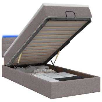 Ottoman-Bett mit Matratze und LED Taupe 90 x 190 cm Stoff