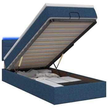 Ottoman-Bett mit Matratze und LED Blau 100 x 200 cm Stoff