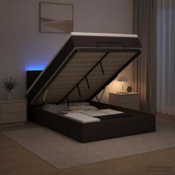 Ottoman-Bett mit Matratze und LED Dunkelbraun 120 x 200 cm