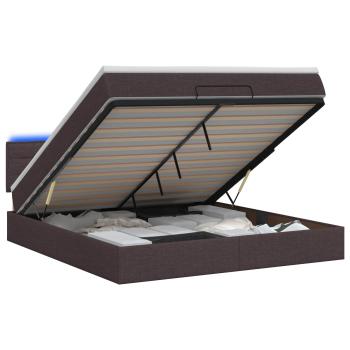 Ottoman-Bett mit Matratze und LED Dunkelbraun 160 x 200 cm