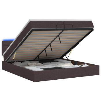 Ottoman-Bett mit Matratze und LED Dunkelbraun 200 x 200 cm