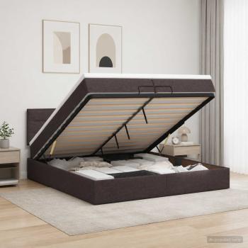 Ottoman-Bett mit Matratze und LED Dunkelbraun 200 x 200 cm