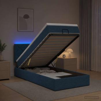Ottoman-Bett mit Matratze und LED Blau 80 x 200 cm Stoff