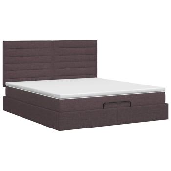 Ottoman Bett mit Matratze Dunkelbraun 140 x 190 cm Stoff