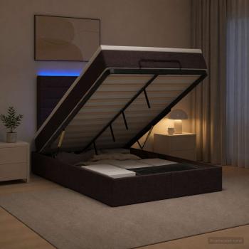 ARDEBO.de - Ottoman-Bett mit Matratze und LED Dunkelbraun 120 x 200 cm