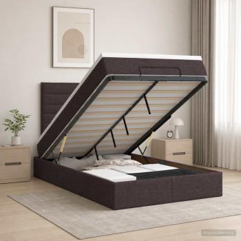 Ottoman-Bett mit Matratze und LED Dunkelbraun 120 x 200 cm