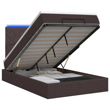 Ottoman-Bett mit Matratze und LED Dunkelbraun 120 x 200 cm