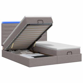 Ottoman-Bett mit Matratze und LED Taupe 160 x 200 cm Stoff