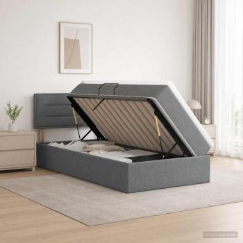 ARDEBO.de - Aufbewahrungsbett mit Matratze Dunkelgrau 90 x 200 cm Samt