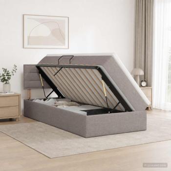ARDEBO.de - Aufbewahrungsbett mit Matratze Taupe 90 x 200 cm Samt