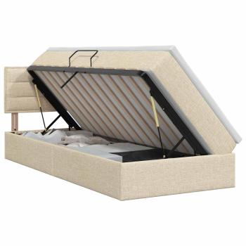 Aufbewahrungsbett mit Matratze Creme 90 x 200 cm Samt