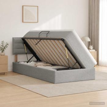 ARDEBO.de - Aufbewahrungsbett mit Matratze Hellgrau 100 x 200 cm Samt