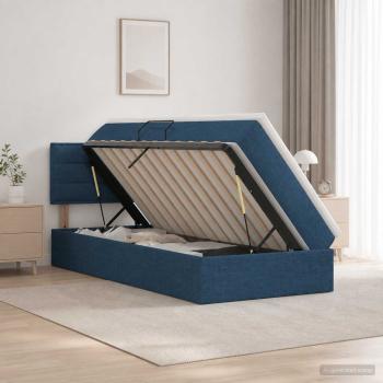 ARDEBO.de - Aufbewahrungsbett mit Matratze Blau 100 x 200 cm Samt