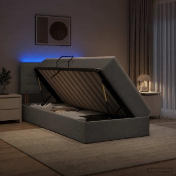ARDEBO.de - LED-Speicherbett mit Matratze Hellgrau 90 x 200 cm Stoff