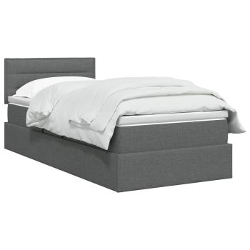 LED-Speicherbett mit Matratze Dunkelgrau 90 x 200 cm Stoff
