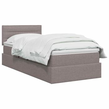 LED-Speicherbett mit Matratze Taupe 90 x 200 cm Stoff