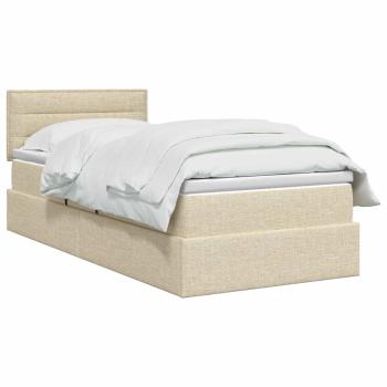 LED-Speicherbett mit Matratze Creme 100 x 200 cm Stoff