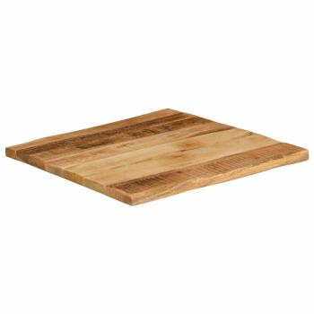 ARDEBO.de - Tischplatte mit Baumkante 40x40x2,5 cm Raues Mango Massivholz