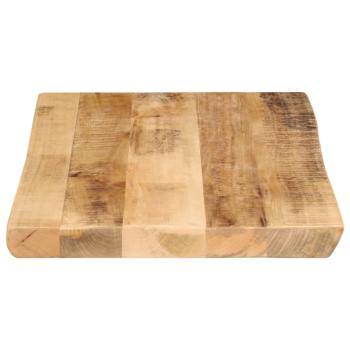 Tischplatte mit Baumkante 60x40x3,8 cm Raues Mango Massivholz