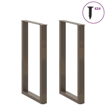 Bartischbeine U-Form 2 Stk. Naturstahl 60x(100-101) cm Stahl