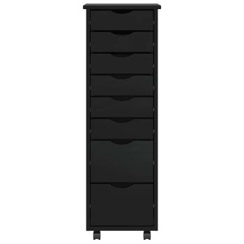 Rollschrank mit Schubladen MOSS Schwarz Massivholz Kiefer
