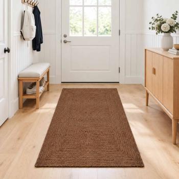 ARDEBO.de - Bereichsteppich Grau 80 x 200 cm Jute