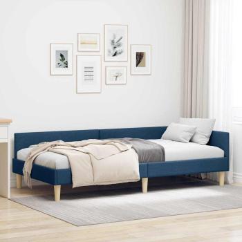 ARDEBO.de - Eckbettgestell Blau 90 x 200 cm Stoff