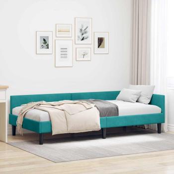ARDEBO.de - Eckbettgestell Türkis 90 x 200 cm Samt