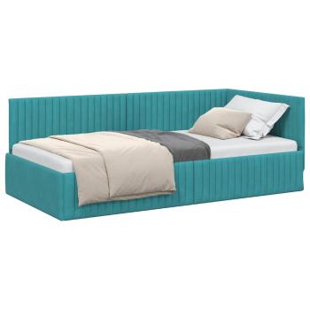 Eckbettgestell Türkis 100 x 200 cm Samt