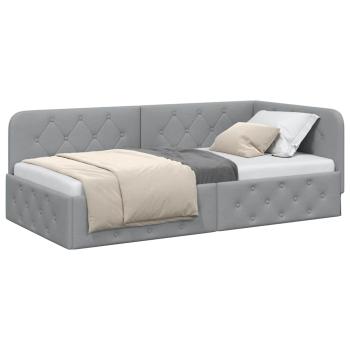 Eckbettgestell Hellgrau 90 x 200 cm Stoff