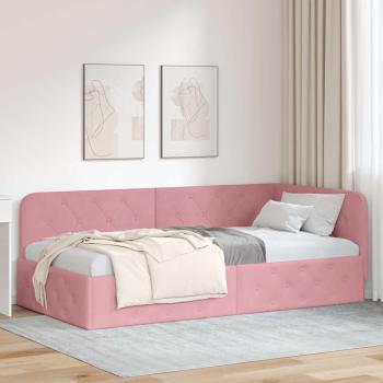 ARDEBO.de - Eckbettgestell Rosa 90 x 190 cm Samt