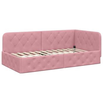 Eckbettgestell Rosa 90 x 200 cm Samt