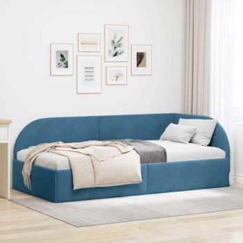 ARDEBO.de - Eckbettgestell Blau 90 x 190 cm Samt