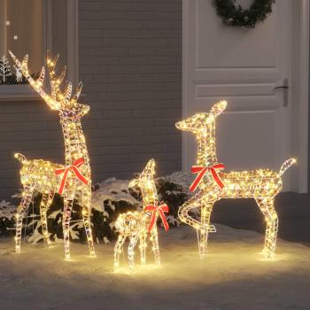 ARDEBO.de - Rentierfamilie 3 stk. 300 LEDs Warmweiß 67 x 26 x 127 cm PET