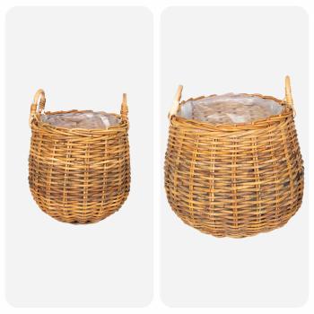 Blumentopf Körbchen GENDT 2 stk. Naturbraun Kubu Rattan