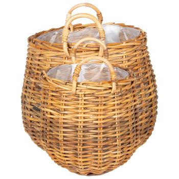 Blumentopf Körbchen GENDT 2 stk. Naturbraun Kubu Rattan