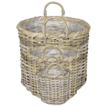 Blumentopfkorb GENDT 3 stk. Natürliches Grau Kubu Rattan