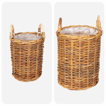 Blumentopfkorb mit Speicher GENDT 2 stk. Naturbraun Kubu Rattan