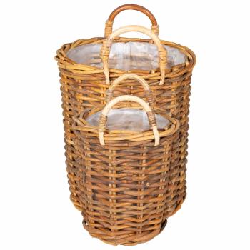 Blumentopfkorb mit Speicher GENDT 2 stk. Naturbraun Kubu Rattan