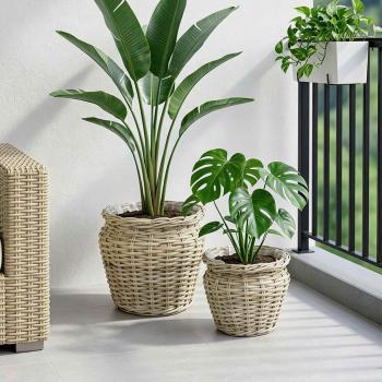 Blumentopfkorb GENDT 2 stk. Natürliches Grau Kubu Rattan