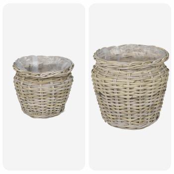 Blumentopfkorb GENDT 2 stk. Natürliches Grau Kubu Rattan