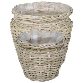 Blumentopfkorb GENDT 2 stk. Natürliches Grau Kubu Rattan