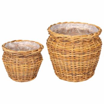 Blumentopfkorb mit Speicher GENDT 2 stk. Naturbraun Kubu Rattan
