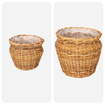 Blumentopfkorb mit Speicher GENDT 2 stk. Naturbraun Kubu Rattan