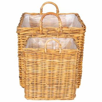 Pflanzer Korb mit Speicher GENDT 2 stk. Naturbraun Kubu Rattan