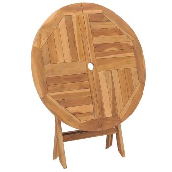 Klappbarer Gartentisch Natur Ø 90 x 75 cm Massives Teakholz