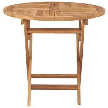 Klappbarer Gartentisch Natur Ø 90 x 75 cm Massives Teakholz