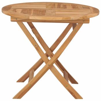 Klappbarer Gartentisch Natur Ø 90 x 75 cm Massives Teakholz