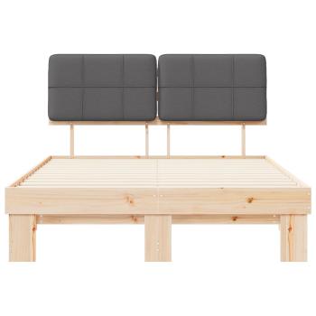 Bettgestell mit gepolstertem Kopfteil Natur und Dunkelgrau